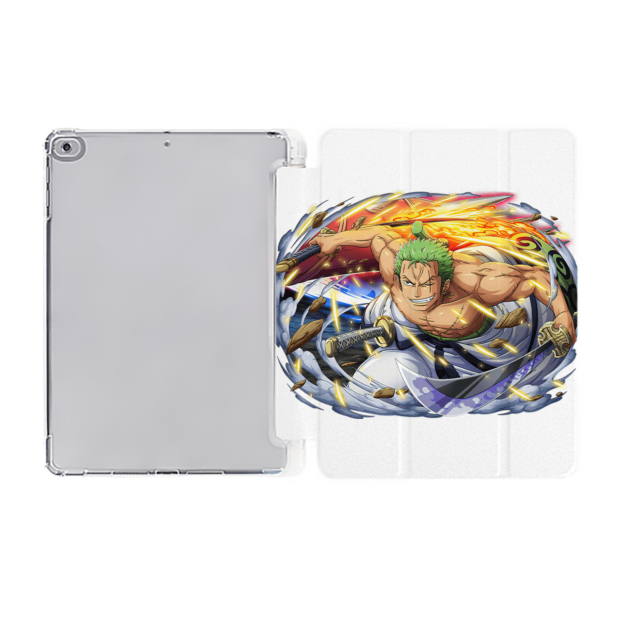 （画像用） ワンピース ロロノア・ゾロ ONE PIECE Roronoa Zoro IPad ケース ペン収納付き 三つ折りスタンド PUレザー×シリコン 対応機種9.5/10.5/10.9インチ